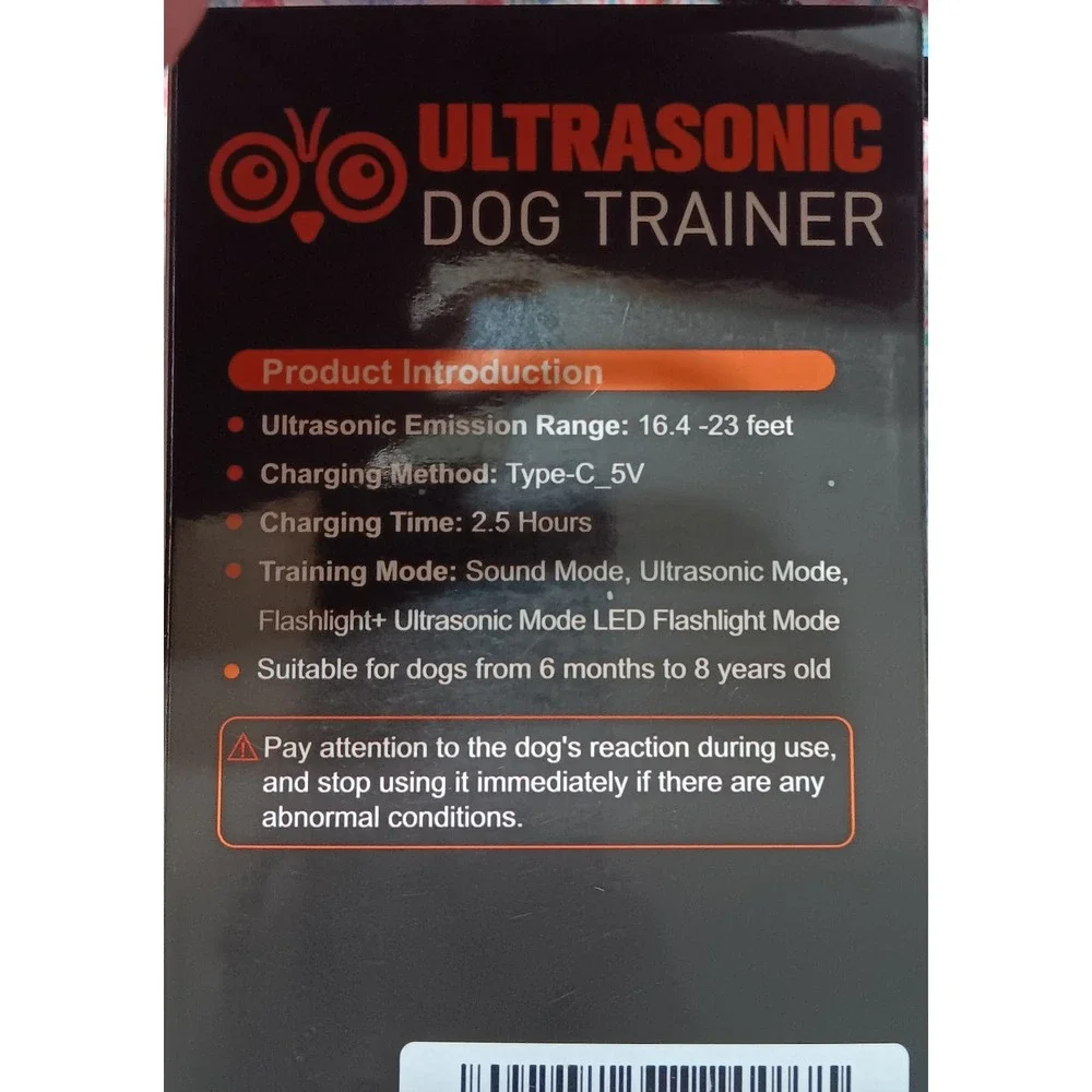 Ultrasonic Dog Trainer No Harm Charge Type C Flashlight Sound & Ultrasonic Mode